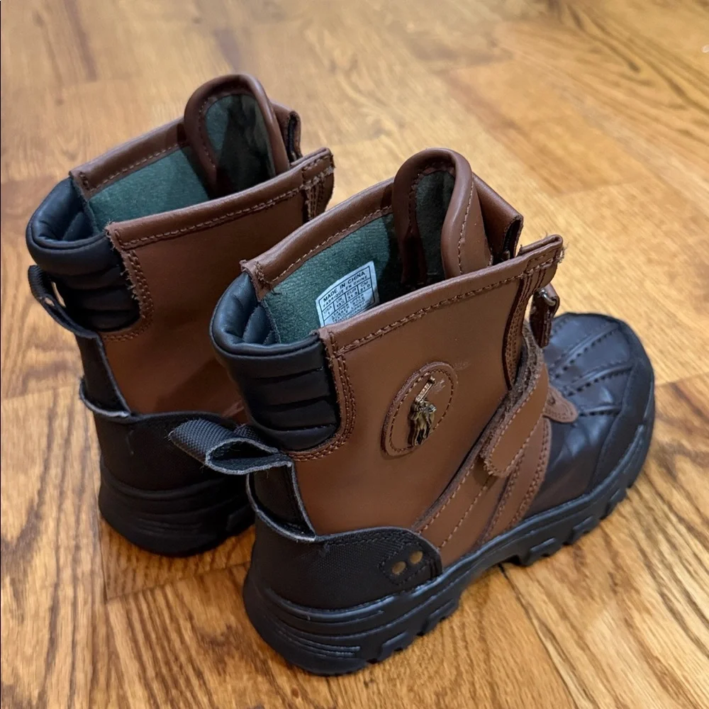 Polo Ralph Lauren Conquered Hi Boots. Size 1. Chocolate/Tan Leather. Like New.